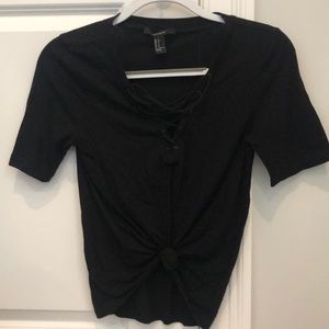 Black Lace Up T shirt
